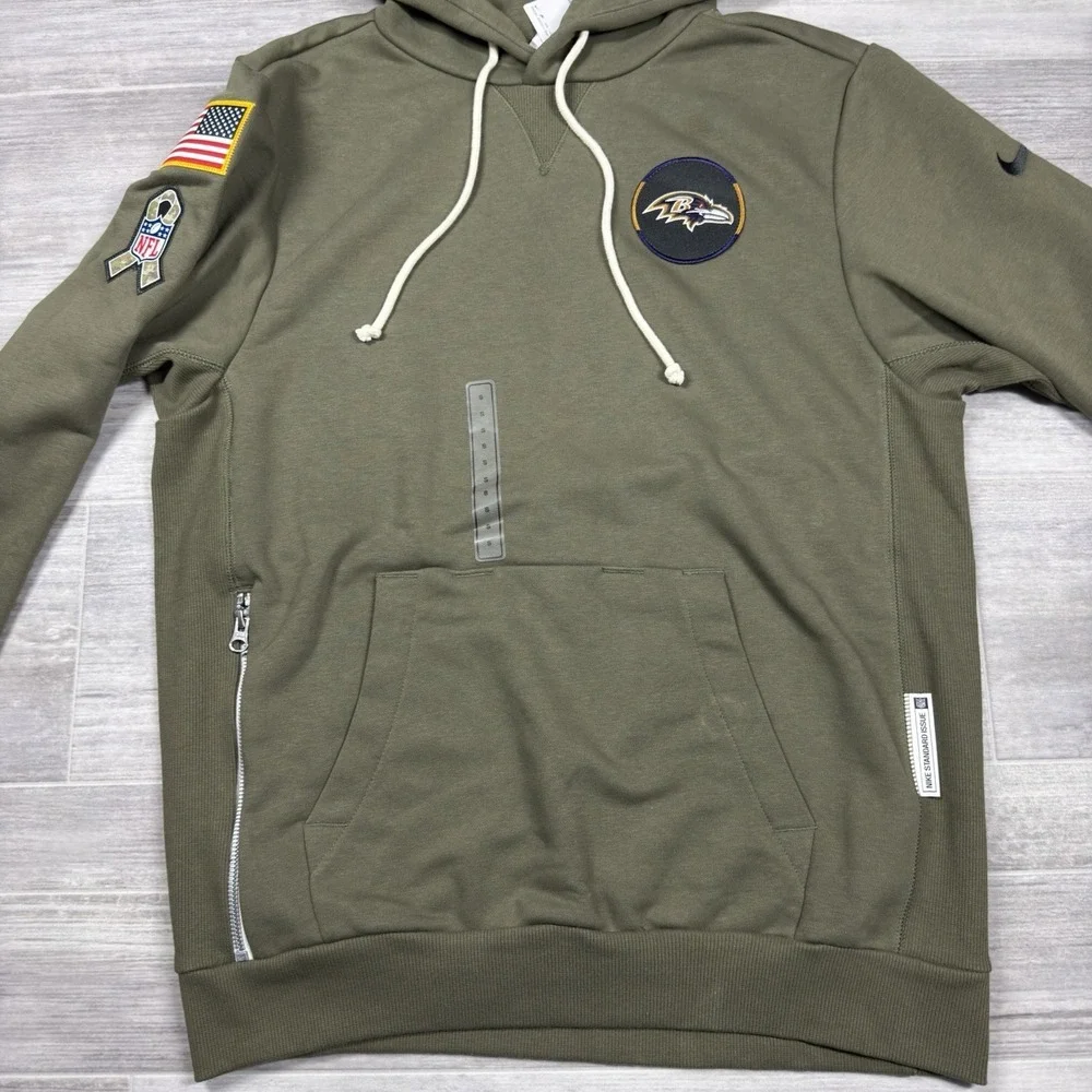 Nike Baltimore Ravens Salute to Service Olive Pullover Hoodie Men's‎ Small New